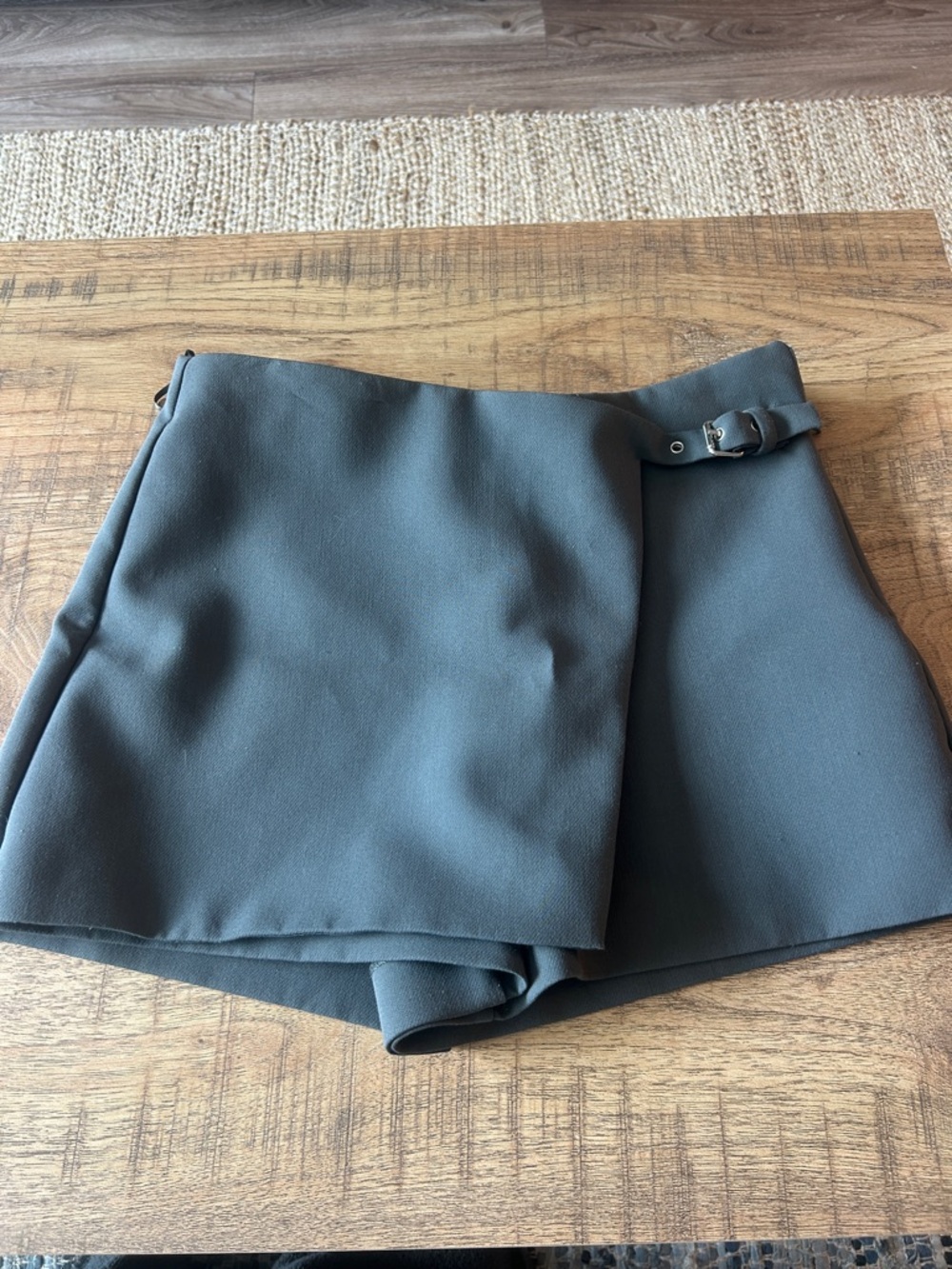 Zara Slate Grey Wrap Skort with Side Buckle